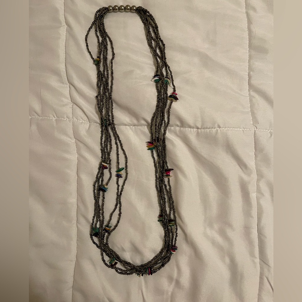 Black Metallic Beaded Necklace